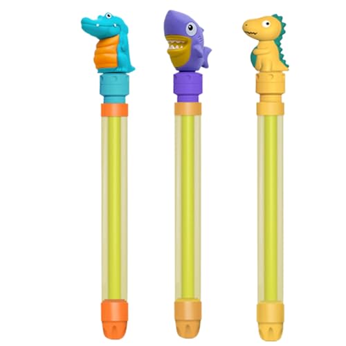 Wasserschützen für Kinder 3PCS/Set Wassersprung 14in Langwasserpistole für Kinder mit tierischem Griff Sommer Beach Dinosaurier Haien Krokodile Wasserschützen für Schwimmbad von Hperu