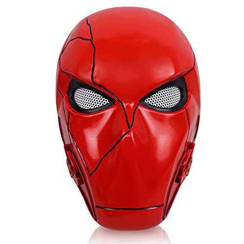 Red Hood Helm Super Hero Maske Red Hood Cosplay Kostüm Zubehör Ritter Kopfbedeckung Halloween Party Harz Prop von Hqroidd