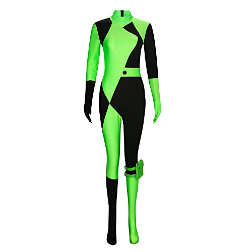 Shego Kostüm für Damen, Superschurken-Bodys, Overall für Erwachsene, grüner Uniform-Anzug, Halloween, Cosplay-Outfit (Shego-Kostüm, klein) von Hqroidd