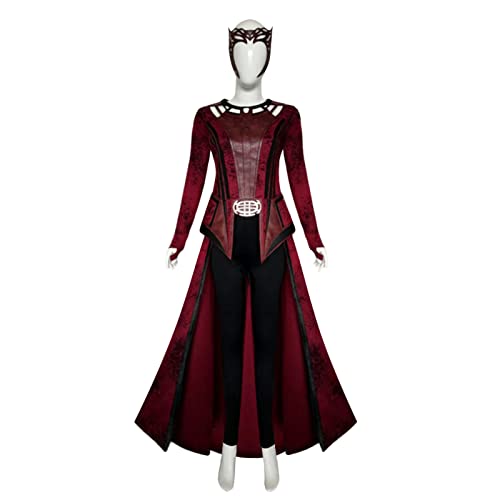 Wanda Maximoff Kostüm Scharlachrot Cosplay Hexe Outfit rot Umhang Wanda Kostüm Outfit mit Kopfbedeckung (X-Large, Rot) von Hqroidd