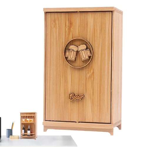 Hqunjikp Puppenhaus-Möbel-Set | Spielzeugschrank Miniaturmöbel | Pretend Play Wine Storage Cabinet Puppenhaus Möbel Holz Puppenhaus Dekoration von Hqunjikp