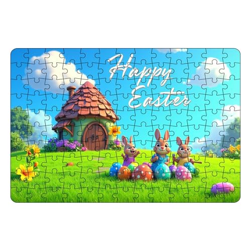 Hqunjikp -Puzzles für Erwachsene – niedliches Osterhasen-Puzzle, lustiges Osterzubehör, Urlaubsdekoration, Cartoon-Kaninchen-Muster, Bild für Kinder, Teenager, Erwachsene von Hqunjikp