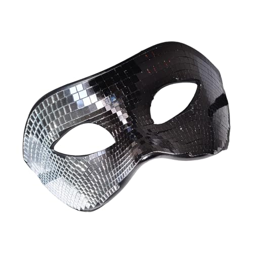 Hrtyvhin GLOSSE Discos Themed Face Maske Einzigartige Silberblinkende Designs Partymaske Für Jugendliche Spirituosen Und Partyliebhaber von Hrtyvhin