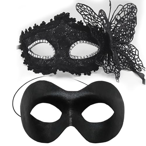 Hrtyvhin Packung Mit 2 Stilvollen Schwarzen Maskeradenmaske Tragbarer Schwarzer Schmetterlings Seitenschmuck Maskeraden Maske Für Themenpartys von Hrtyvhin