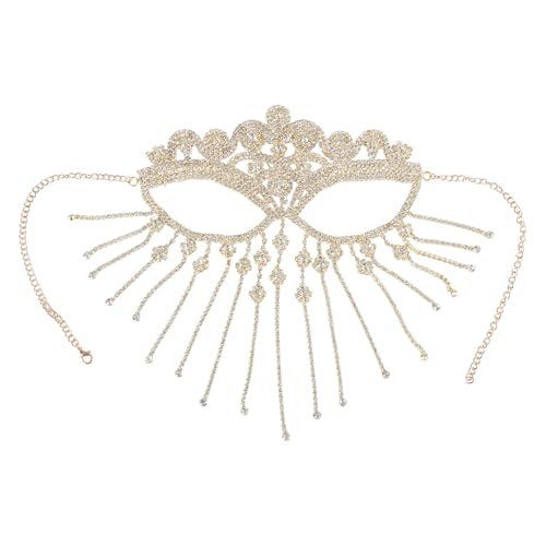 Hrtyvhin Strasssteine ​​Tassels Veil Maske Vollgesicht Frauen Kette Gesichtsmaske Masquerade Tanzpartys Auftritte Gesichtsbehörde Accessoire von Hrtyvhin