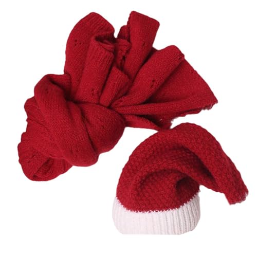 Hrtyvhin Weihnachtskostüm Santa Hat Wrap Baby Fotografie Requisiten Set Neugeborene Fotoanzug Fotoshootinganzug Kindesfoto Outfit von Hrtyvhin