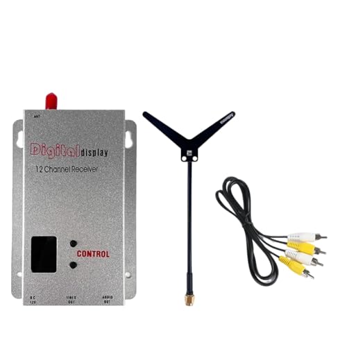 Hsdubygr 1,2,5 W FPV VRX-Empfänger + Y-Antenne 12 CH 1500 Mw Audio-Video-Empfänger für FPV-Drohnen-RC-Modelle mit Großer Reichweite von Hsdubygr