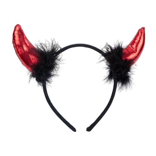 Glitzer Teufelshörner Stirnband Teufelsohren Stirnband für Geburtstag Halloween Partys Verkleidung Teufel Kostüm Zubehör, Rot Teufelshörner Teufelskostüm für Damen Herren Mädchen Jungen, Halloween von HshDUti