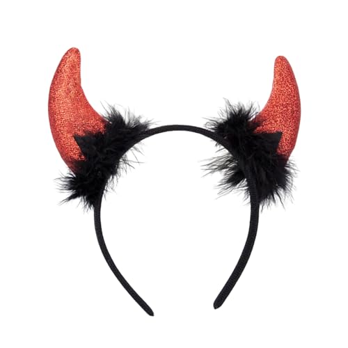 Glitzer Teufelshörner Stirnband Teufelsohren Stirnband für Geburtstag Halloween Partys Verkleidung Teufel Kostüm Zubehör, Rot Teufelshörner Teufelskostüm für Damen Herren Mädchen Jungen, Halloween von HshDUti