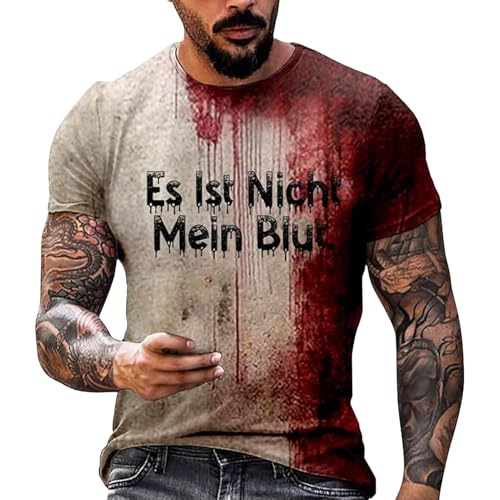 Herren Halloween Problem gelöst T-Shirt I'm Fine T-Shirt Blut Kurzarm Shirt Fleck Hand Blut Splash T-Shirts Halloween T-Shirt Problem gelöst Halloween T-Shirt Blutiges Shirt Lustiges Halloween Shirt D von HshDUti