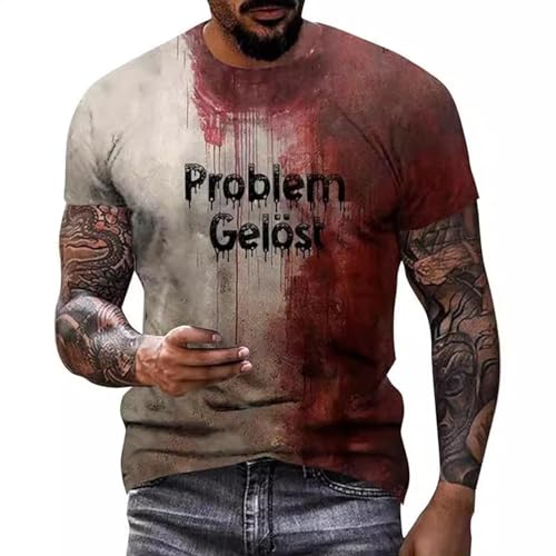 Herren Halloween Problem gelöst T-Shirt I'm Fine T-Shirt Blut Kurzarm Shirt Fleck Hand Blut Splash T-Shirts Halloween T-Shirt Problem gelöst Halloween T-Shirt Blutiges Shirt Lustiges Halloween Shirt E von HshDUti