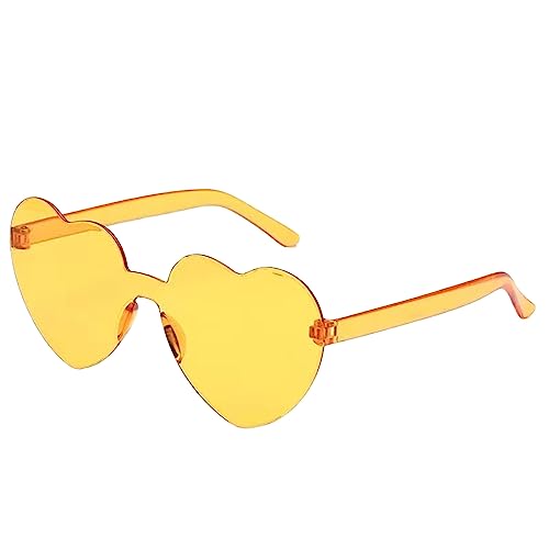 HshDUti Partybrille mit Herzmotiv, Hippie-Spezifikationen, Funky-Brille, Kostüm-Sonnenbrille, Festival-Outfits für Kinder und Erwachsene, Partyzubehör, Orange von HshDUti