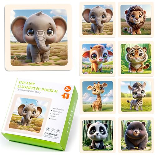 Hshenjhu Kinderpuzzle, Holzpuzzle für Kinder Set, Puzzle aus Holz mit je 6 Teilen, Spielzeug für Kinder, Tierpuzzle aus Holz Lernspielzeug Perfekt für Jungen und Mädchen ab 2 Jahren + von Hshenjhu