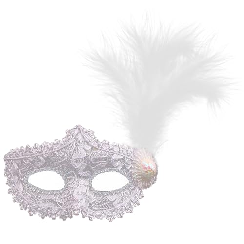 Hshenjhu Venezianische Maske, Maskerade Augenmaske, Spitzen Maskenmaske mit Feder, Silbergrau Spitze Masken Damen für Fasching Maskenball Karneval Abendkleid Party Halloween Hochzei Kostümzubehör Hshenjhu Venezianische Maske, Maskerade Augenmaske, Spitzen Maskenmaske mit Feder, Silbergrau Spitze Masken Damen für Fasching Maskenball Karneval Abendkleid Party Halloween Hochzei Kostümzubehör von Hshenjhu