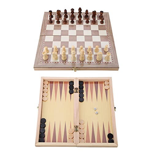 Set Dame 30×15×5 Holz 3 Zoll Schach Amp Dame Amp Klappbrett Tragbar Reise Tischspiel Spielzeug Holz Dame-Set von Hspemo