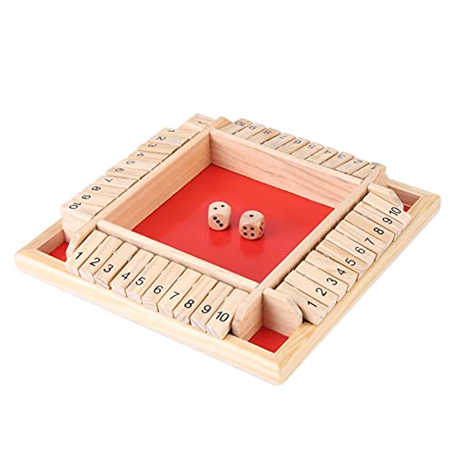 Shut The Box-Spiel für 2 Spieler, MH, 22 X 22 X 4, Pädagogisches Holz-Zahlenbrett, Traditionelles Familienspiel, Trinkwürfel, Spielzeug, MH Close The Box-Spiel von Hspemo