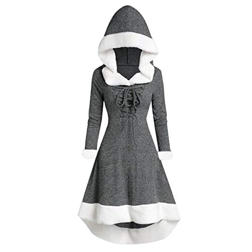 Nikolaus Kostüm Damen, Weihnachtskostüm Damen Weihnachtskleid Winter Weihnachtspullover Rotkäppchen Umhang Mittelalter Kapuzenkleid Party Kleid Cosplay Weihnachtsabend Dress Karneval Kostüm von Hsternexy