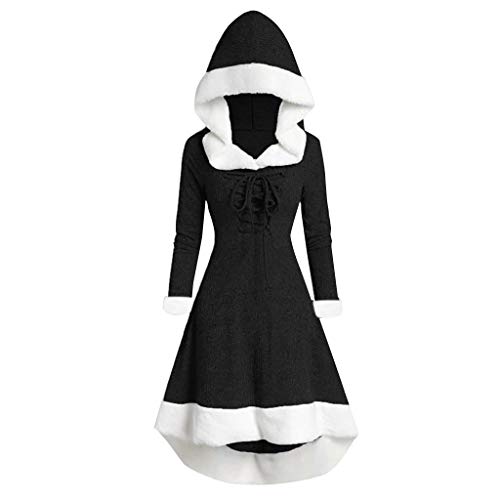 Rotkäppchen Kostüm, Weihnachtsfrau Kostüm Damen, Black Friday, Weihnachtskleid Damen Winter Weihnachtspullover Kapuzenkleid Party Kleid Cosplay Weihnachtsabend Dress Karneval Kostüme von Hsternexy