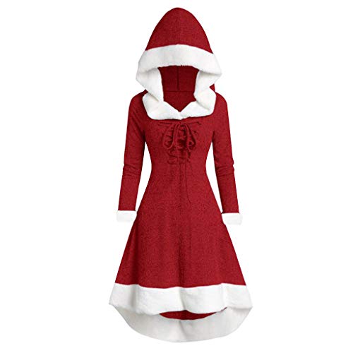 Weihnachtskostüme, Black Friday, Weihnachtskostüm Damen Weihnachtskleid Winter Weihnachtspullover Rotkäppchen Umhang Mittelalter Kapuzenkleid Party Kleid Cosplay Weihnachtsabend Dress Karneval Kostüm von Hsternexy