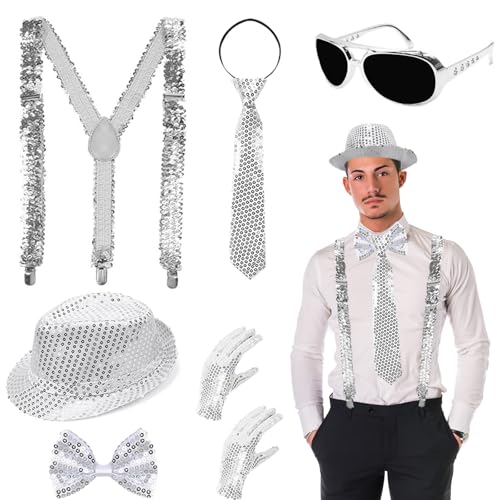 Glitzer Accessoires Herren, Glitzer Outfit Herren, Glitzer Kostüm Herre, Glitzer Kostüm Disco Outfit Herren, Glitter Outfit Men,Glitzer Kostüm Disco Outfit Herren, für Fasching Party Dance Performance von HuaMuDM