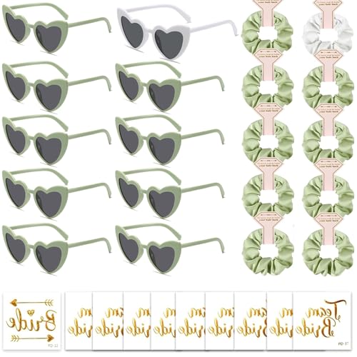 HuaMuDM 30 Stück Jga Brille Team,Herz Sonnenbrille, Party Sonnenbrille Team Bride, Hippie Herzförmige Brille, JGA Partybrillen Bride Herz Brillen, Bride to be Herz Brille Set von HuaMuDM