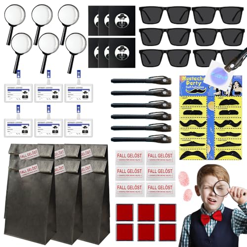 HuaMuDM 60 Stück Detektiv Kindergeburtstag Mitgebsel,Kindergeburtstag Detektiv Rollenspiel,mit UV Stift,Notizbuch, Lupen Spielzeug,Detektivausweis Ausweise mit Clip,Fingerabdruck Stempelkissen HuaMuDM 60 Stück Detektiv Kindergeburtstag Mitgebsel,Kindergeburtstag Detektiv Rollenspiel,mit UV Stift,Notizbuch, Lupen Spielzeug,Detektivausweis Ausweise mit Clip,Fingerabdruck Stempelkissen von HuaMuDM