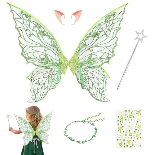 HuaMuDM Feenflügel Kostüm,Prinzessinnenflügel,Flügel Fee,Schmetterlingsflügel Kostüm,Schmetterlingsflügel mit Elfenöhren,Fee Stirnband und Sterne Feenstäbe fürfür Fasching oder Feen-Mottopartys HuaMuDM Feenflügel Kostüm,Prinzessinnenflügel,Flügel Fee,Schmetterlingsflügel Kostüm,Schmetterlingsflügel mit Elfenöhren,Fee Stirnband und Sterne Feenstäbe fürfür Fasching oder Feen-Mottopartys von HuaMuDM