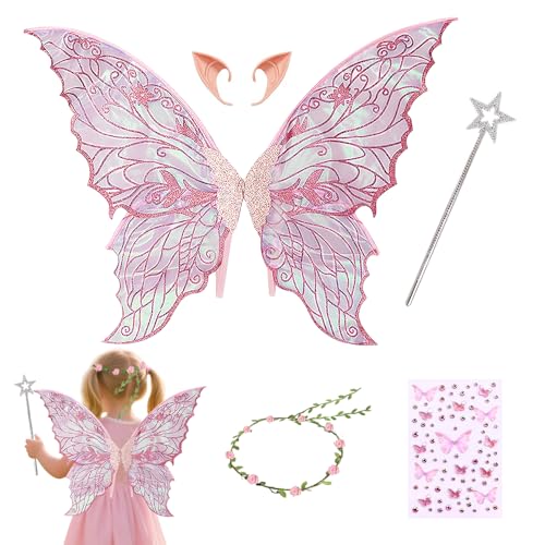 HuaMuDM Feenflügel Kostüm,Prinzessinnenflügel,Flügel Fee,Schmetterlingsflügel Kostüm,Schmetterlingsflügel mit Elfenöhren,Fee Stirnband und Sterne Feenstäbe fürfür Fasching oder Feen-Mottopartys HuaMuDM Feenflügel Kostüm,Prinzessinnenflügel,Flügel Fee,Schmetterlingsflügel Kostüm,Schmetterlingsflügel mit Elfenöhren,Fee Stirnband und Sterne Feenstäbe fürfür Fasching oder Feen-Mottopartys von HuaMuDM