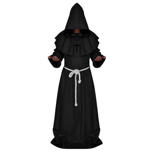 HuaMuDM Mönch Priester Gewand, Männer Mönchskutte, Mönch Robe Kostüm Mittelalter Umhang, Robe Mönch Kostüm Herren mit Kapuze und Kreuz,Monk Priester Costume Cosplay für Halloween, Karneval (M) HuaMuDM Mönch Priester Gewand, Männer Mönchskutte, Mönch Robe Kostüm Mittelalter Umhang, Robe Mönch Kostüm Herren mit Kapuze und Kreuz,Monk Priester Costume Cosplay für Halloween, Karneval (M) von HuaMuDM