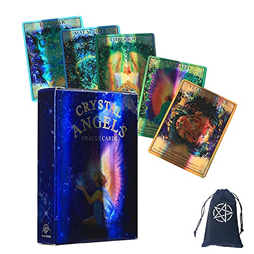 Crystal Angels Orakel Laserkarten,Crystal Angels Oracle ​​​Laser Cards,with Bag,Deck Game von HuaYongCard