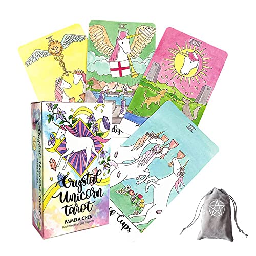 Kristall-Einhorn-Tarotkarten,Crystal Unicorn Tarot Cards,with Bag,Deck Game von HuaYongCard