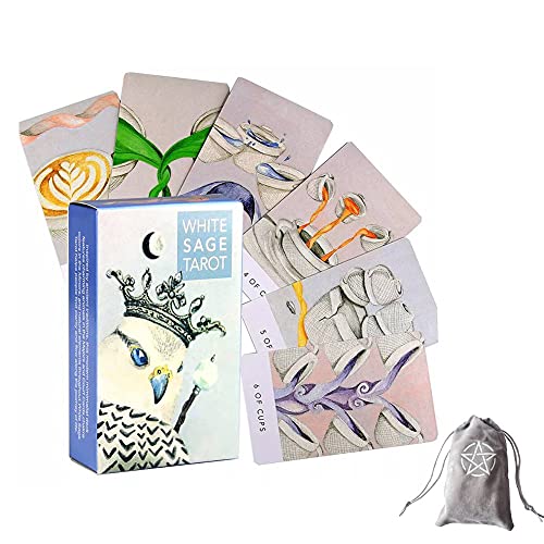 Weiße Salbei Tarotkarten,White Sage Tarot Cards,with Bag,Deck Game von HuaYongCard