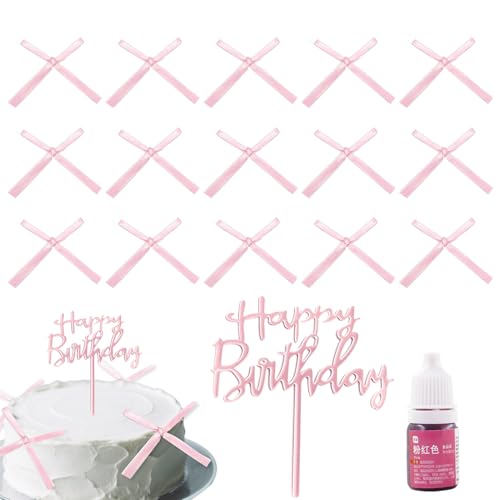 30 Stück Tortendeko Rosa Schleifen + Happy Birthday Tortendeko 1pc + Lebensmittelfarbe Rosa 5ml, Schleifen für Torte Torten Deko mit Schleife Kuchendekoration Bogen Cake Topper Geburtstag Hochzeit 30 Stück Tortendeko Rosa Schleifen + Happy Birthday Tortendeko 1pc + Lebensmittelfarbe Rosa 5ml, Schleifen für Torte Torten Deko mit Schleife Kuchendekoration Bogen Cake Topper Geburtstag Hochzeit von Huahuanghui