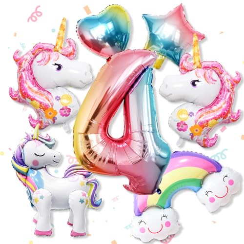 7 Stück Rosa Luftballon Einhorn Geburtstagsdeko 4 Jahre Mädchen 3D Einhorn Stehender Folienballon Kindergeburtstag Party Deko Mit Zahl 4/Regenbogen/Stern/Herz Für Einhorn Thema Festival Party 7 Stück Rosa Luftballon Einhorn Geburtstagsdeko 4 Jahre Mädchen 3D Einhorn Stehender Folienballon Kindergeburtstag Party Deko Mit Zahl 4/Regenbogen/Stern/Herz Für Einhorn Thema Festival Party von Huahuanghui