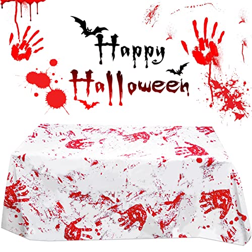 Halloween Gruselige Tischdecke,137 * 274cm,Tischdecke Halloween Deko,Blutige Tischdecke,Halloween Blutige Tischdecke,Wasserdicht Blutige Tischdecke Halloween,Halloween Party Dekoration Tischdecke von Huahuanghui