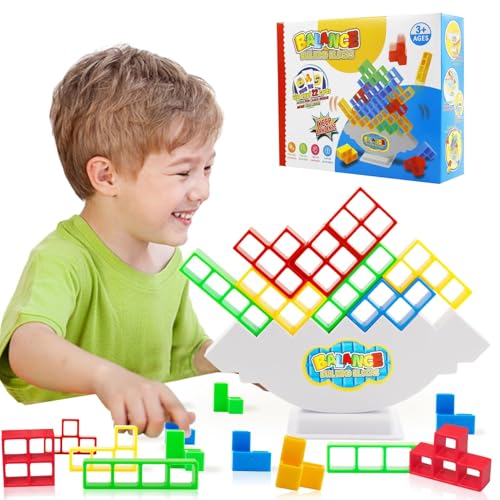 Huahuanghui Tetra Tower Balance,Tetris Balance Spielzeug für Kinder ab Jahre 3+,Swing Stack Kreative Spielzeug,Interaktives Eltern-Kind-Spielzeug (16 Blocks) von Huahuanghui