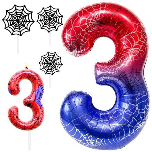 Spider Geburtstagsdeko 3 Jahre Set 40 Zoll Spinne Luftballon 3 Jahre Mit Geburtstagskerzen Zahlen 3 Spinnennetz Tortendeko Geburtstag Spider-Party Deko Set Spider Geburtstagsdeko 3 Jahre Set 40 Zoll Spinne Luftballon 3 Jahre Mit Geburtstagskerzen Zahlen 3 Spinnennetz Tortendeko Geburtstag Spider-Party Deko Set von Huahuanghui