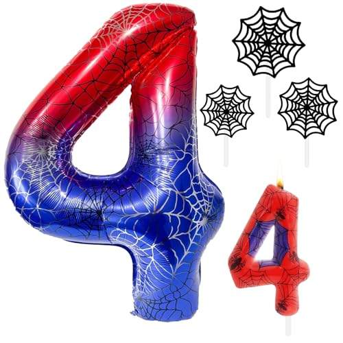Spider Geburtstagsdeko 4 Jahre Set 40 Zoll Spinne Luftballon 4 Jahre Mit Geburtstagskerzen Zahlen 4 Spinnennetz Tortendeko Geburtstag Spider-Party Deko Set Spider Geburtstagsdeko 4 Jahre Set 40 Zoll Spinne Luftballon 4 Jahre Mit Geburtstagskerzen Zahlen 4 Spinnennetz Tortendeko Geburtstag Spider-Party Deko Set von Huahuanghui