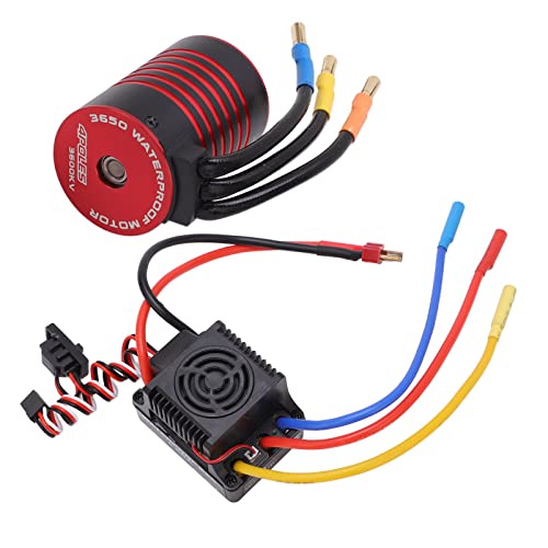 Huairdum Bürstenloser Motor-ESC-Combo, 4-poliger Rotor, CNC-Aluminiumgehäuse, T-Stecker, Mehrfacher Schutz, Wasserdichter Bürstenloser Motor-Combo für 1/10 RC-Car (3600KV) von Huairdum