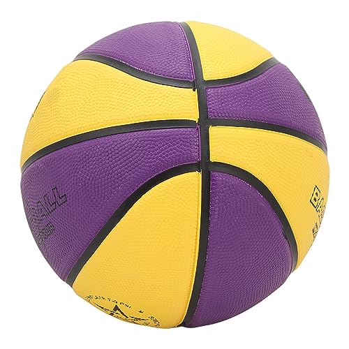 Sport-Basketball, Gelb-lila, Langlebiger Gummi-Mini-Basketball, Verschleißfest, für den Spielplatz (Größe 3 (18 cm)) von Huairdum