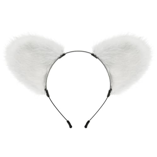 Bär Cosplay Kostüm Set für Halloween, Karneval & Festivals – Weißer Bär Kostüm mit Faux-Fur, Ohren Stirnband und Kapuze für Männer, Frauen & Kinder, Perfekt für Kostümparty und Geburtstagsfeier von Huamengyuan