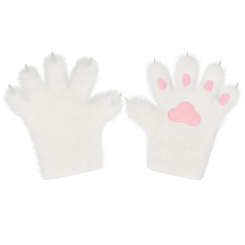 Bär Cosplay Kostüm Set für Halloween, Karneval & Festivals – Weißer Bär Kostüm mit Faux-Fur, Ohren Stirnband und Kapuze für Männer, Frauen & Kinder, Perfekt für Kostümparty und Geburtstagsfeier von Huamengyuan