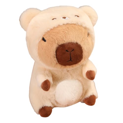 Gefüllte Puppe Capybara Plüschspielzeug kleine Puppen süße Tiere Cartoon Plushie Spielzeugpuppe Weich Wurfkissen ausgestopfte Capybara Umarmung Spielzeug mit Abnehmbarer Hut Home Dekoration von Huamengyuan