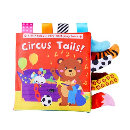 Huamengyuan Babyspielzeug Stoffbuch Baby Bücher Spielzeug mit Tierschwänzen 3D Bilderbuch Weiches Stoffbuch Baby Sensorik Aktivität Hängespielzeug 0-6 Monate Neugeborene Interaktive Spielzeug von Huamengyuan