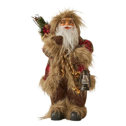 Huamengyuan Deko-Weihnachtsmann Figur Christmas Decorations innen oder Weihnachtsdeko draußen Santa Claus Weihnachtsmann-Puppe mit Plüschhalsband Rucksack Klassische Weihnachtsdekorationsfigu 30 cm von Huamengyuan