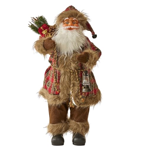 Huamengyuan Deko-Weihnachtsmann Figur Christmas Decorations innen oder Weihnachtsdeko draußen Santa Claus Weihnachtsmann-Puppe mit Plüschhalsband Rucksack Klassische Weihnachtsdekorationsfigu 60 cm von Huamengyuan