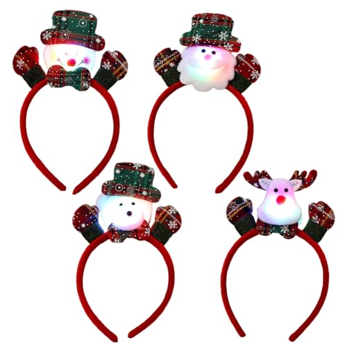 Huamengyuan Festliche Weihnachtsdeko weihnachten kinder weihnachten dekoration deko weihnachtsmann haarband LED Weihnachts Haarreif Weihnachtsmann Schneemann Elch-Stirnbänder Weihnachts Haarschmuck von Huamengyuan