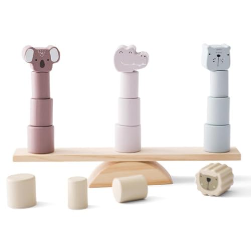 Huamengyuan Holzspielzeug Stapelspiel Stapelspielzeug Tiere zum Stapeln Bausteine Balancespiel Holz Motorikspielzeug Feinmotorik Lernspielzeug Geschenke für Baby Kleinkinder ab 2 3 4 5 Jahren von Huamengyuan