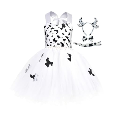 Huamengyuan Kostüm für Kinder Mädchen,Kuh Kostüm Kleines Mädchen Tutu Rock Tier Rollenspiel Cosplay Kleid Kinder Performance Tanzrock Anzieh Party XXL Prinzessin Kleid Mädchen Geburtstag,Cosplay von Huamengyuan