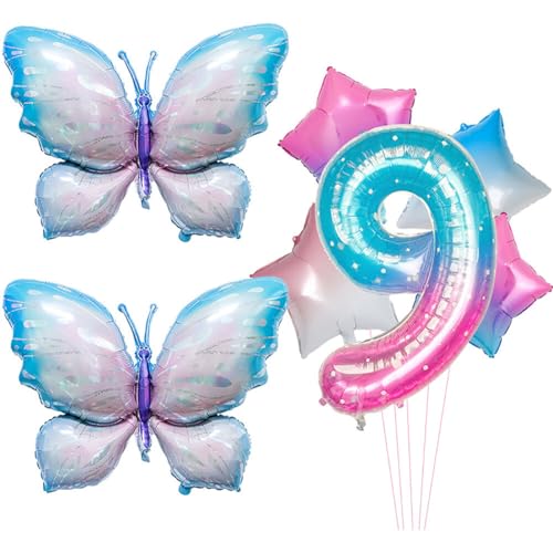 Huamengyuan Party-Deko Luftballons Geburtstag Happy Birthday Ballon Schmetterling luftballon Bubble Gradient Fantasy Float Aluminiumfolie 40-Zoll-Set für Baby-Geburtstagsparty-Dekoration Nummer 9 von Huamengyuan